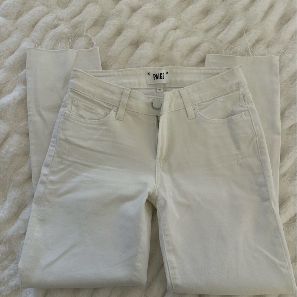 Paige Women's White cropped/ankle Jeans- raw hem